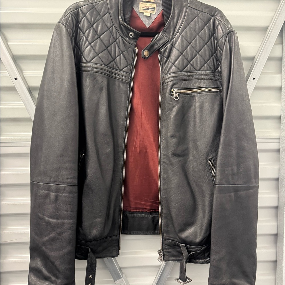 Tommy Hilfiger Black Quilted Leather Jacket